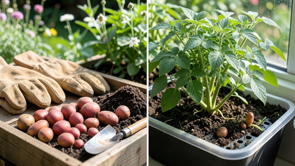 Cutting Seed Potatoes: Chubby Sprouts Ready for Planting in 3 Days